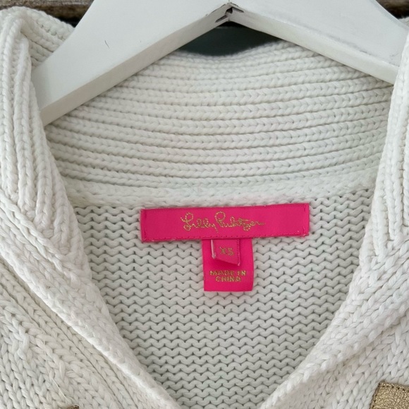 Lilly Pulitzer XS collared vneck toggle sweater - Picture 2 of 3